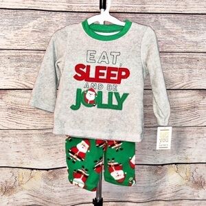 Carters Eat Sleep & Be Jolly Fleece Christmas Pajamas Size 12M